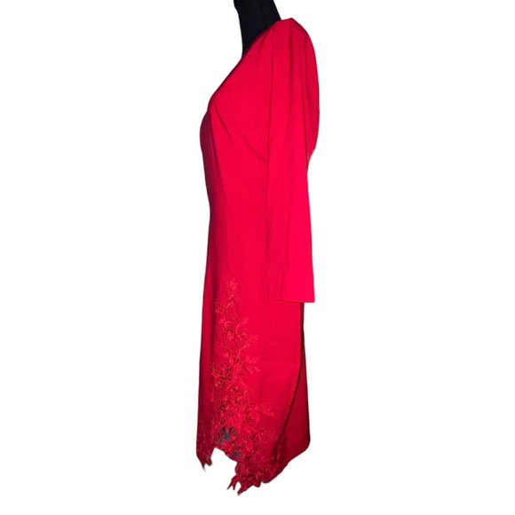 NWT Little Mistress Red Lace Trimmed Formal Dress- Size 12Tall - Picture 6 of 9